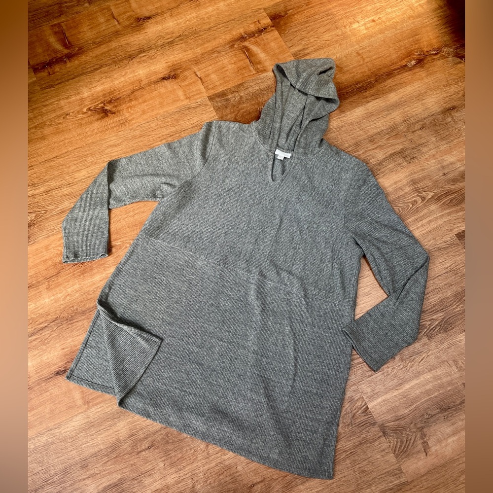 J‎ Jill hooded sweater tunic women’s size XL ribbed gray hoodie pullover beach